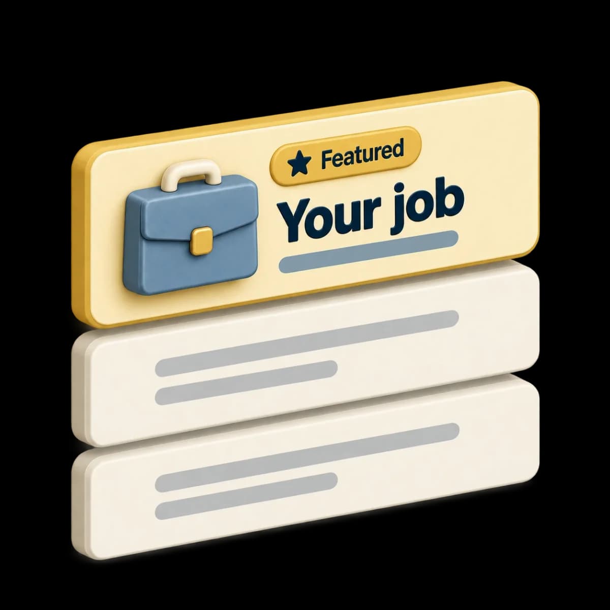 A featured job card at the top of a list of jobs