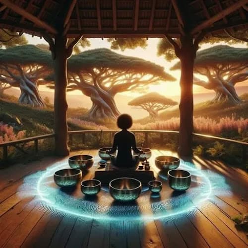 Raising Vibrations, LLC Mobile Sound Bath logo