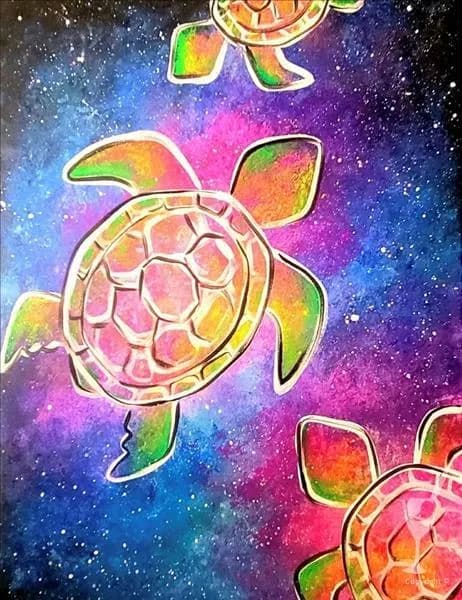 Galactic Turtles Blacklight Painting Class