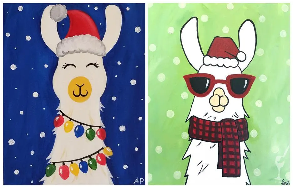 Holiday Llamas Painting Class: Pick One and Personalize