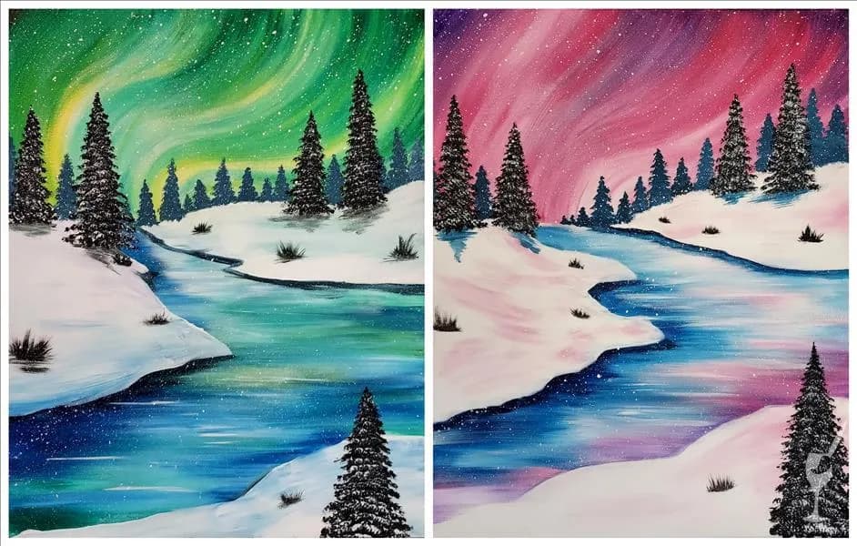 Northern Lights Reflection Paint and Sip Class